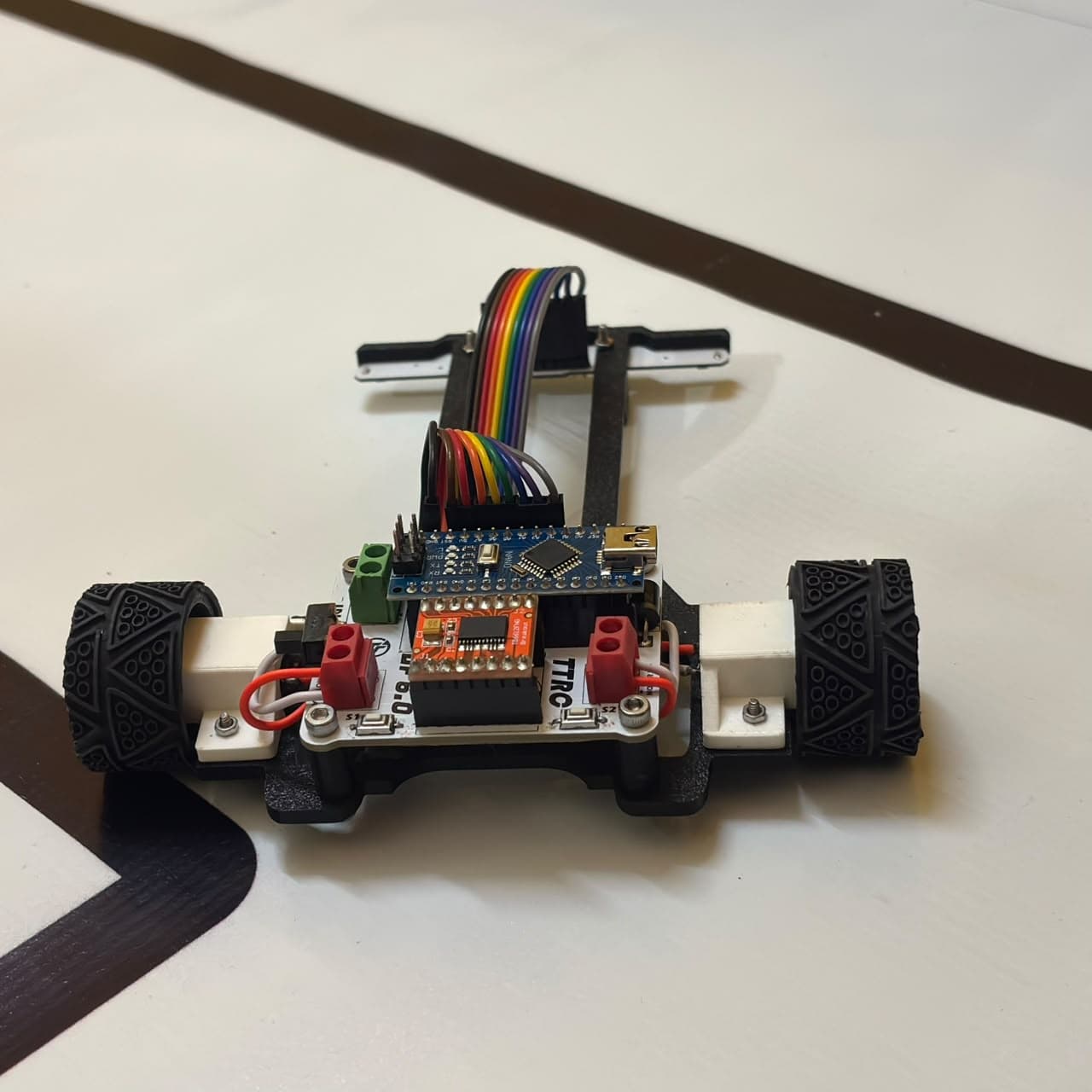 TTRC LF 6.0 line follower robot rear and motor driver component view