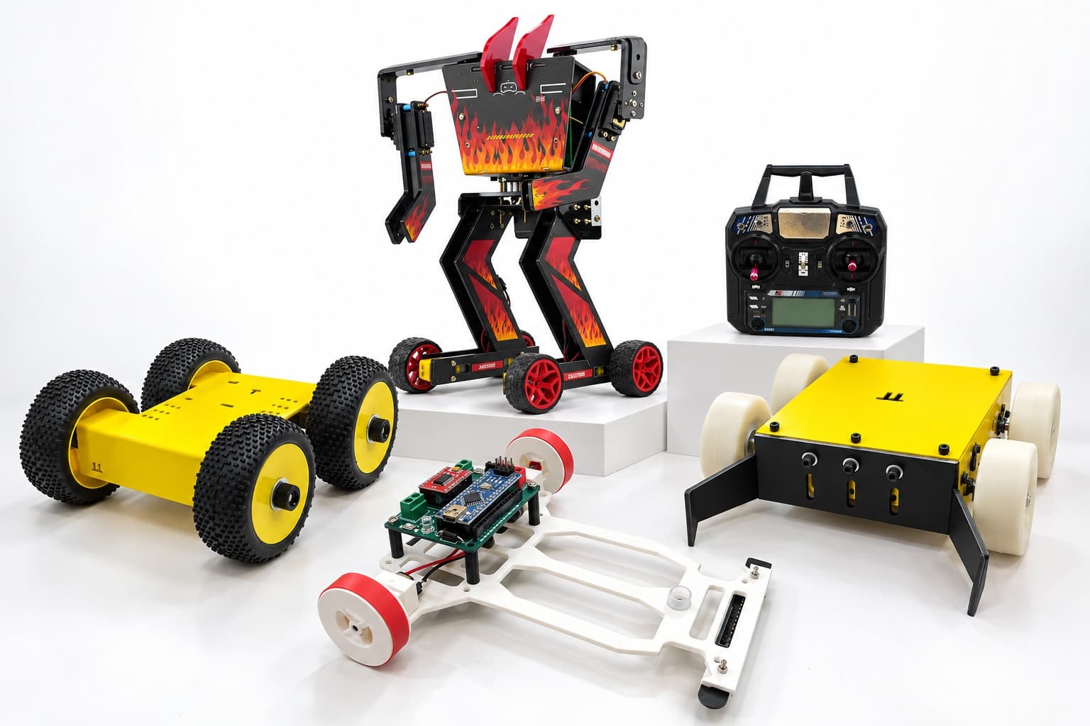 TamizhTech Robotics Fleet — Combat Robot, Bipedal Platform, Line Follower & All-Terrain Rover